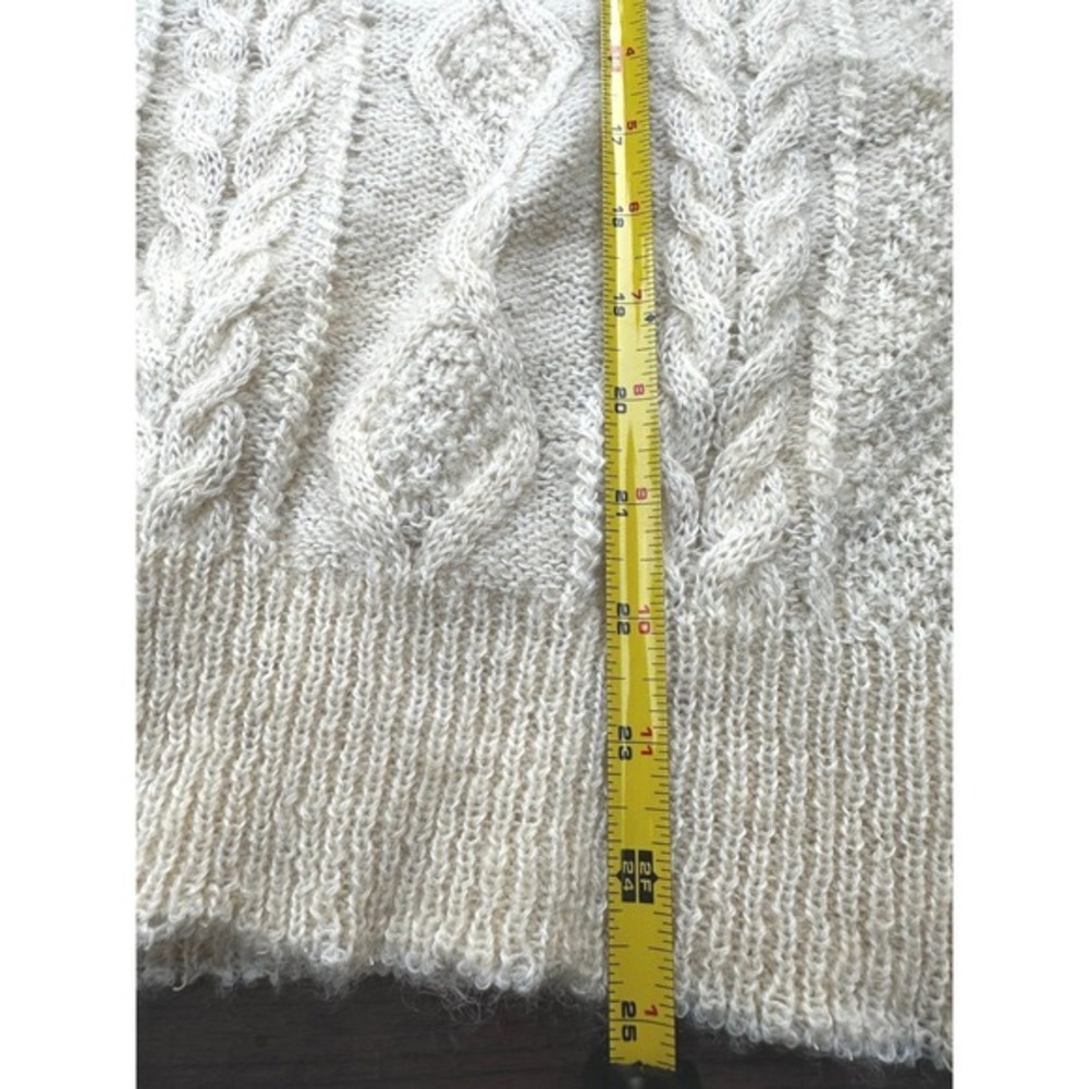Vintage Cream Aran Cable‎ Knit Sweater L Unisex Cottagecore Old Money 80s 90s - Picture 11 of 11